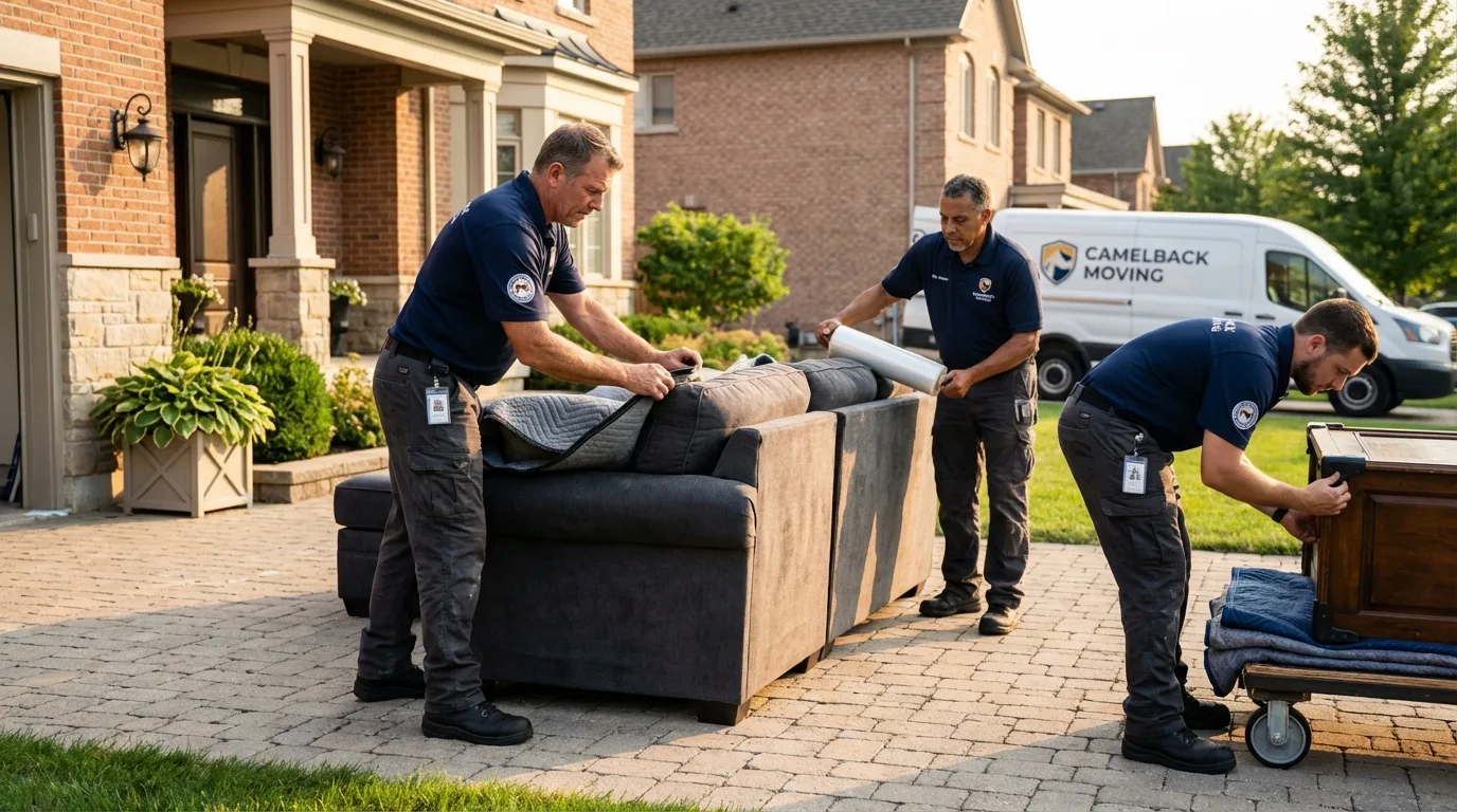 Large estate moving crew wrapping furniture in Vance, AL